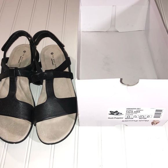 ladies black leather sandals